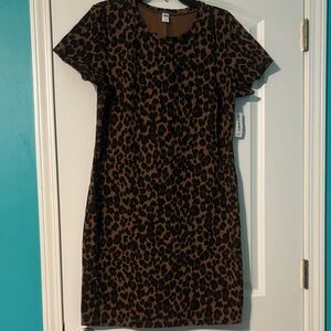 Old Navy Animal Print Mini Fitted Knit Dress - Brown and Black
